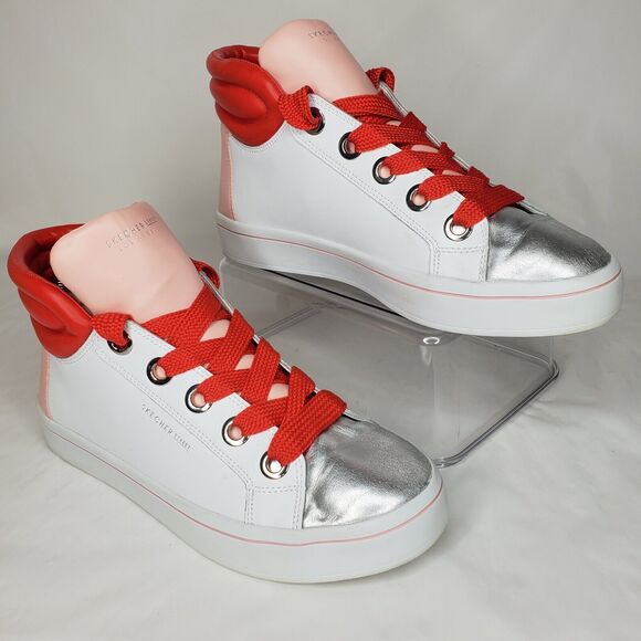 SKECHERS Street Hi-Lite Block Poppers Leather Women Sneakers Sz 10 - Picture 2 of 9